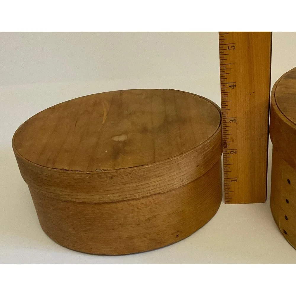 Antique Wooden Pantry Boxes Stackable Nesting Sweet Oranges Label Set of 2